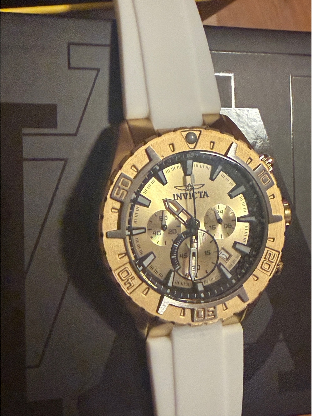INVICTA AVIATOR PROPEL MENS WATCH 49mm WHITE & GOLD $299